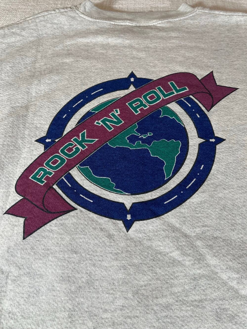 Vintage Hard Rock Cafe Rock N Roll Sweatshirt Grey Crewneck 90s Made In USA M
